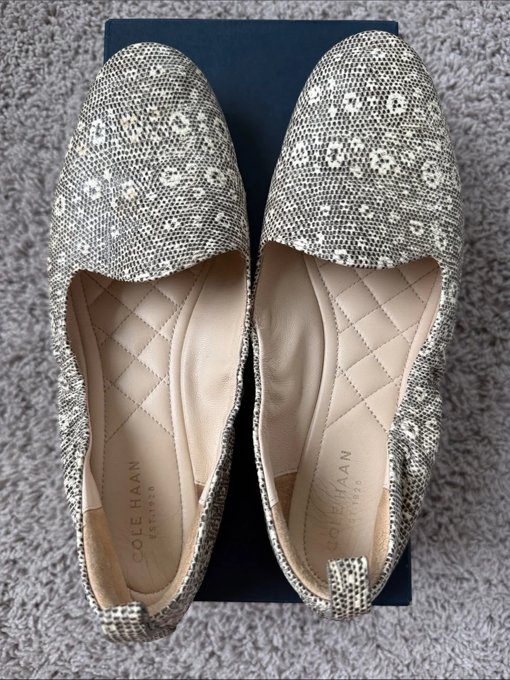 Cole Haan Neutral Snake-Print Slip-On Flats